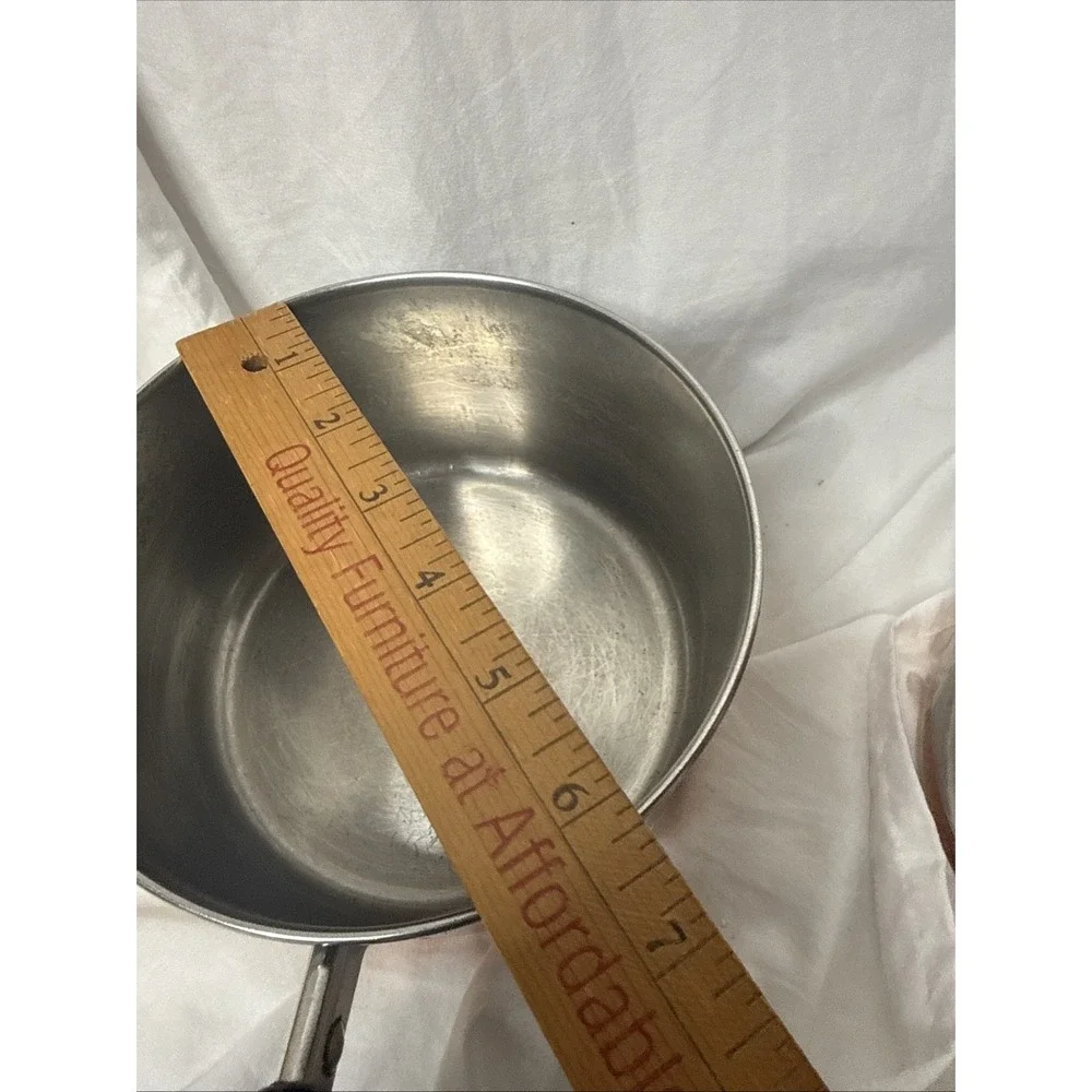 Vintage Revere Ware Sauce Pot Pan 2 Stainless Copper Clad 1 1/2 QT 1QT & Lids